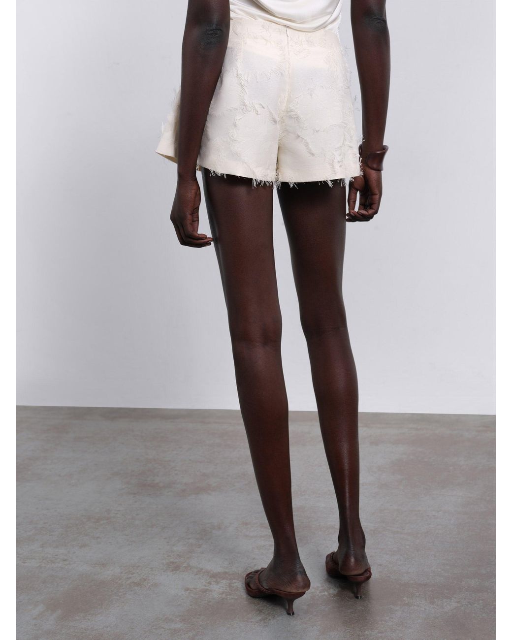 Sélone White Jora Fringe Shorts