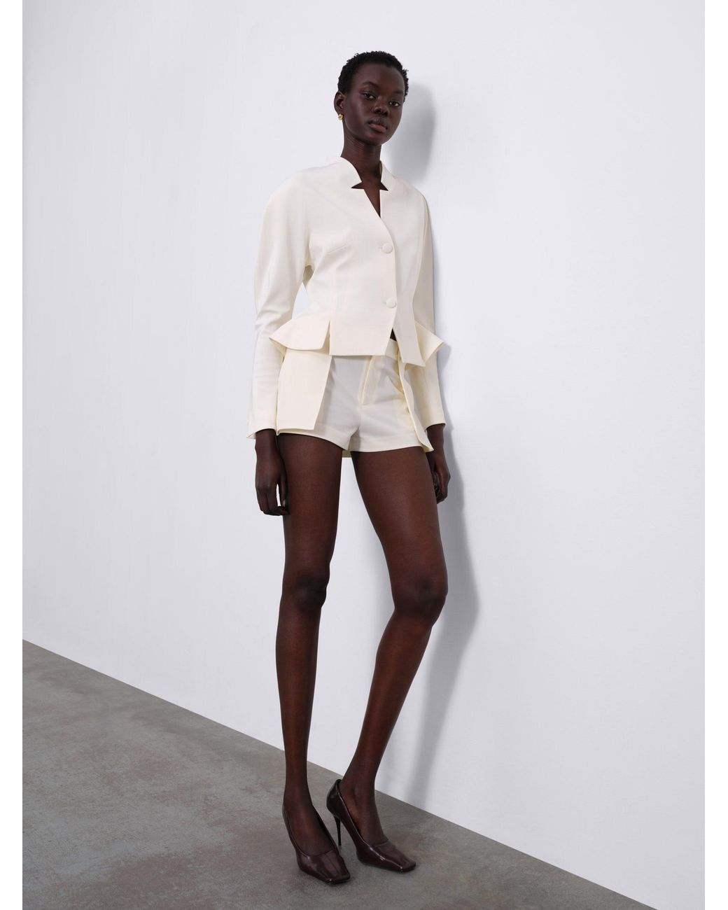Sélone White Elen Double Layer Shorts