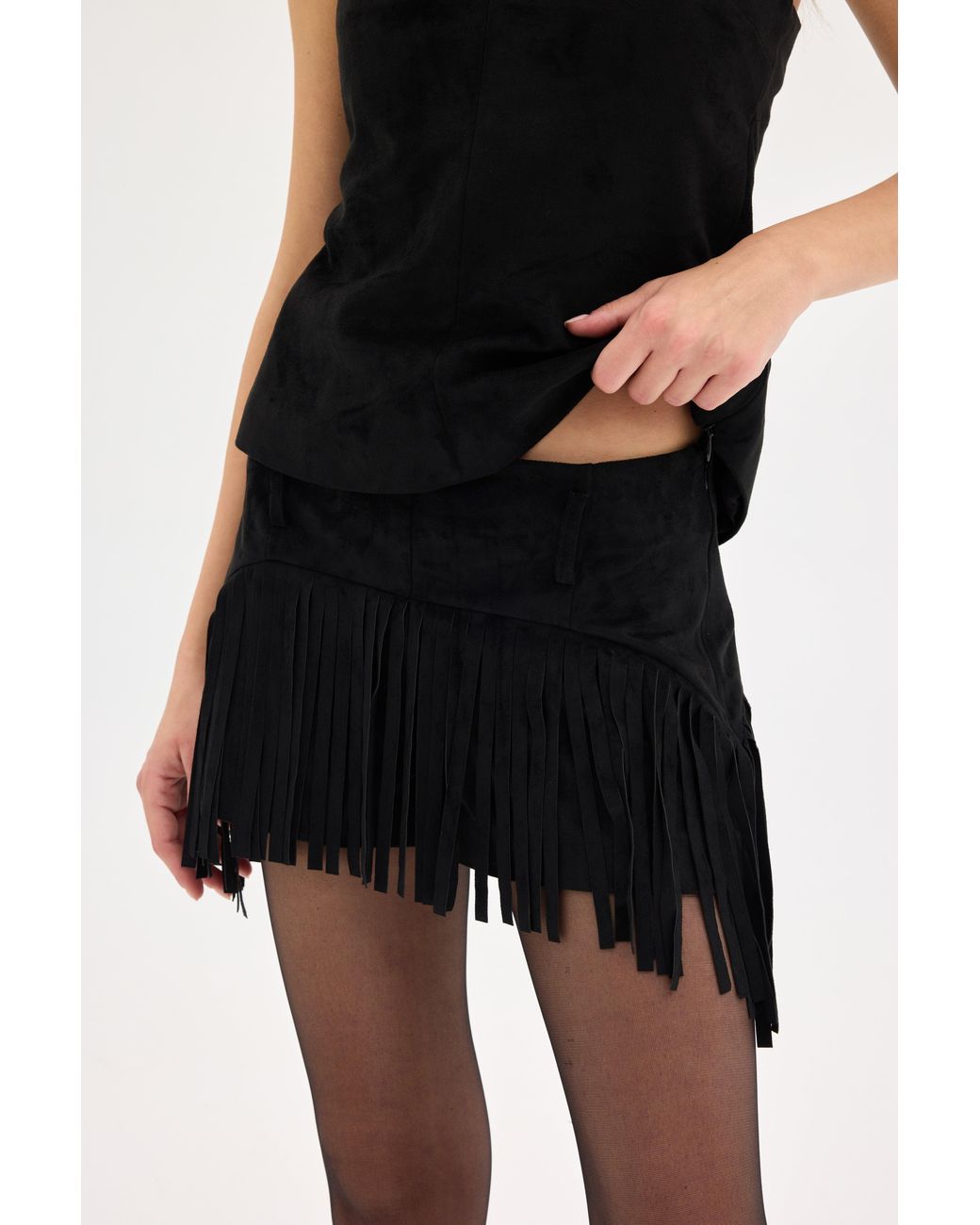 Sélone Studio Black Blair Fringed Shorts