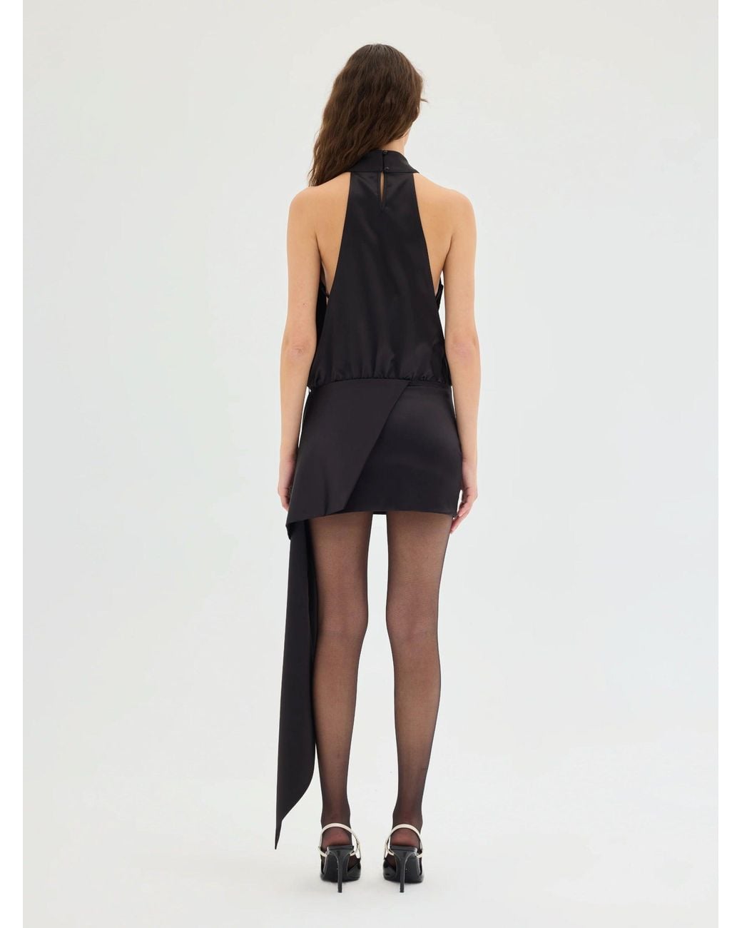Sélone Studio Blue Zélia Asymmetric Satin Mini Dress