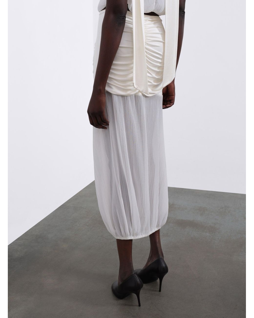 Sélone White Ellen Pleated Balloon Skirt