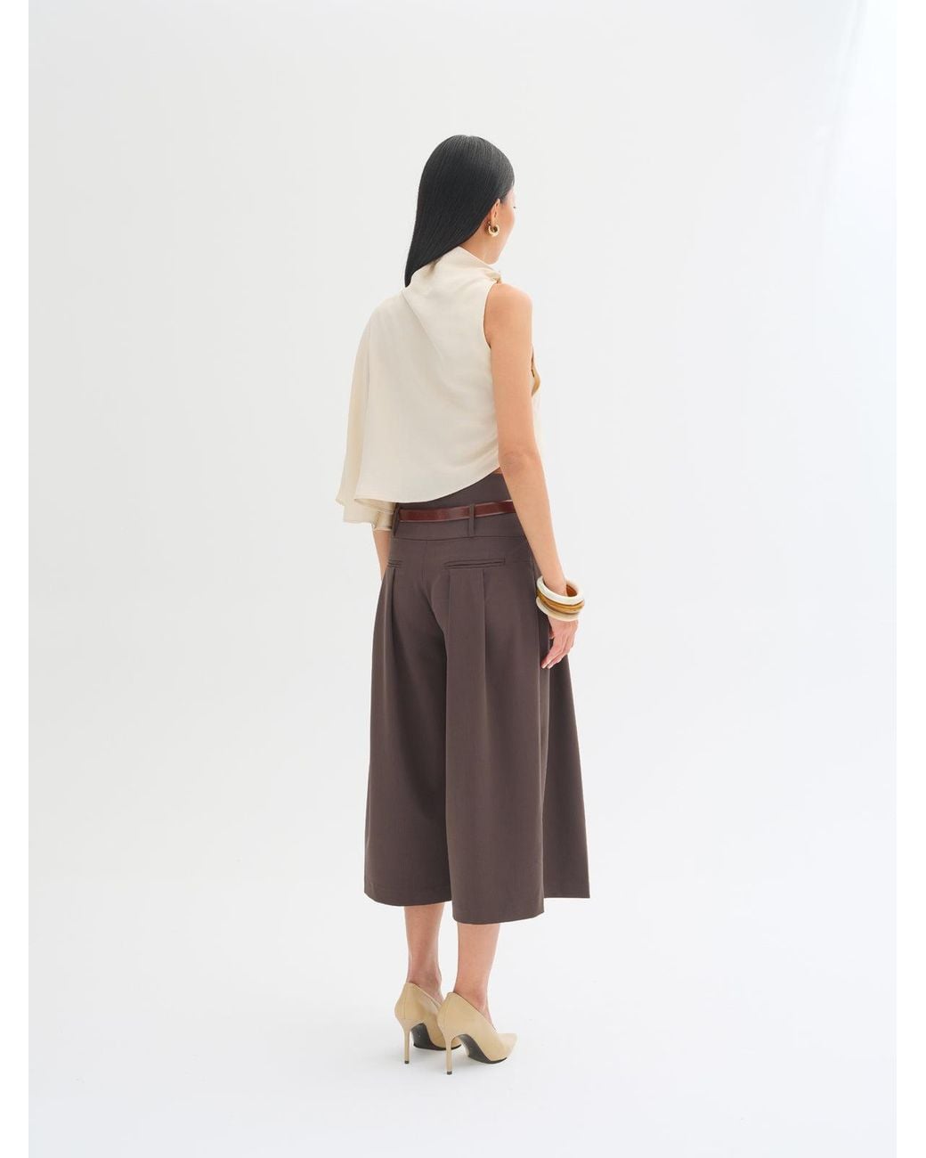 Sélone Studio White Mara Button-Detail Top