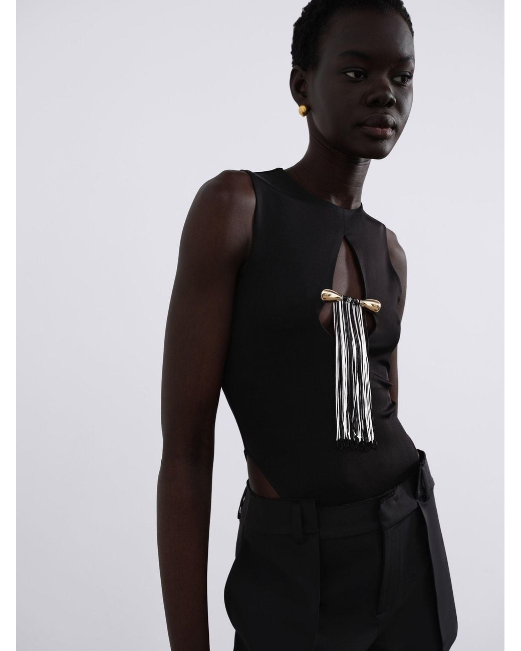 Sélone Black Nina Fringed Bodysuit