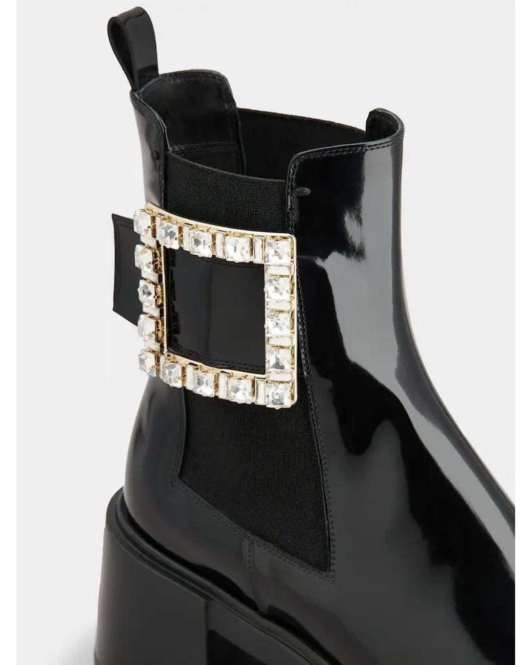 Roger Vivier Black Viv' Rangers Strass Buckle Chelsea Ankle Boots