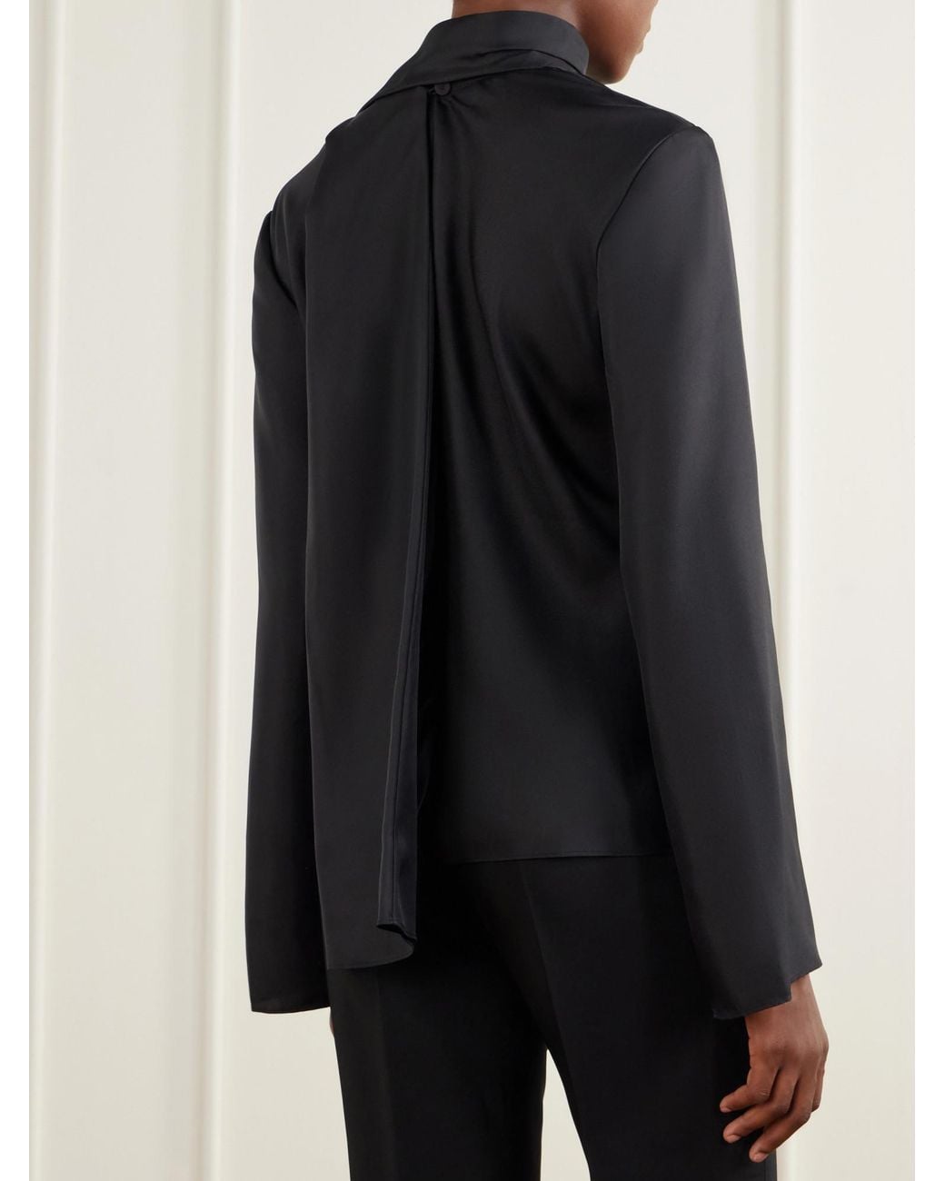Rohe Black Tie-Detailed Silk-Satin Blouse