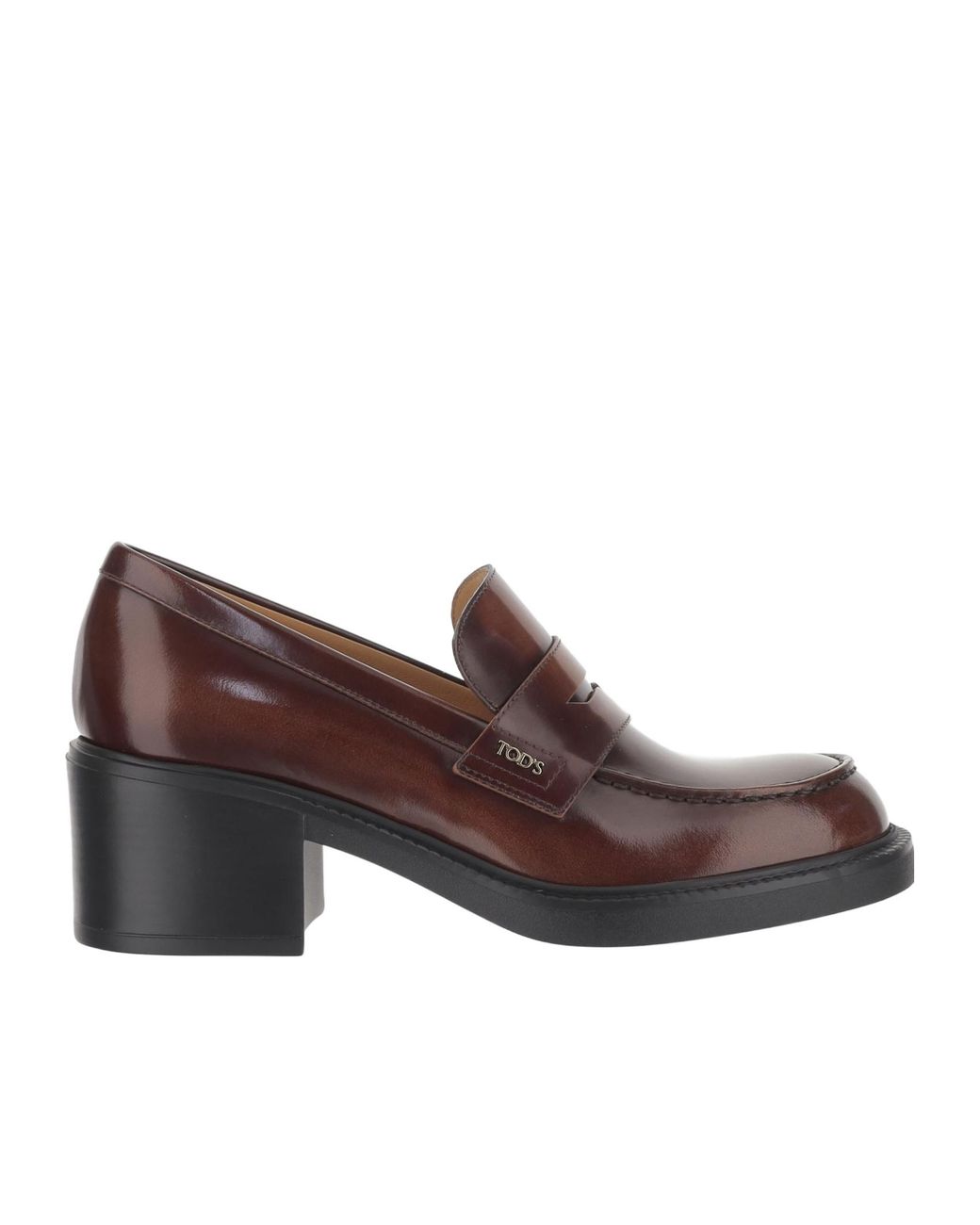 Tod's Black Logo Plaque Heeled Loafers