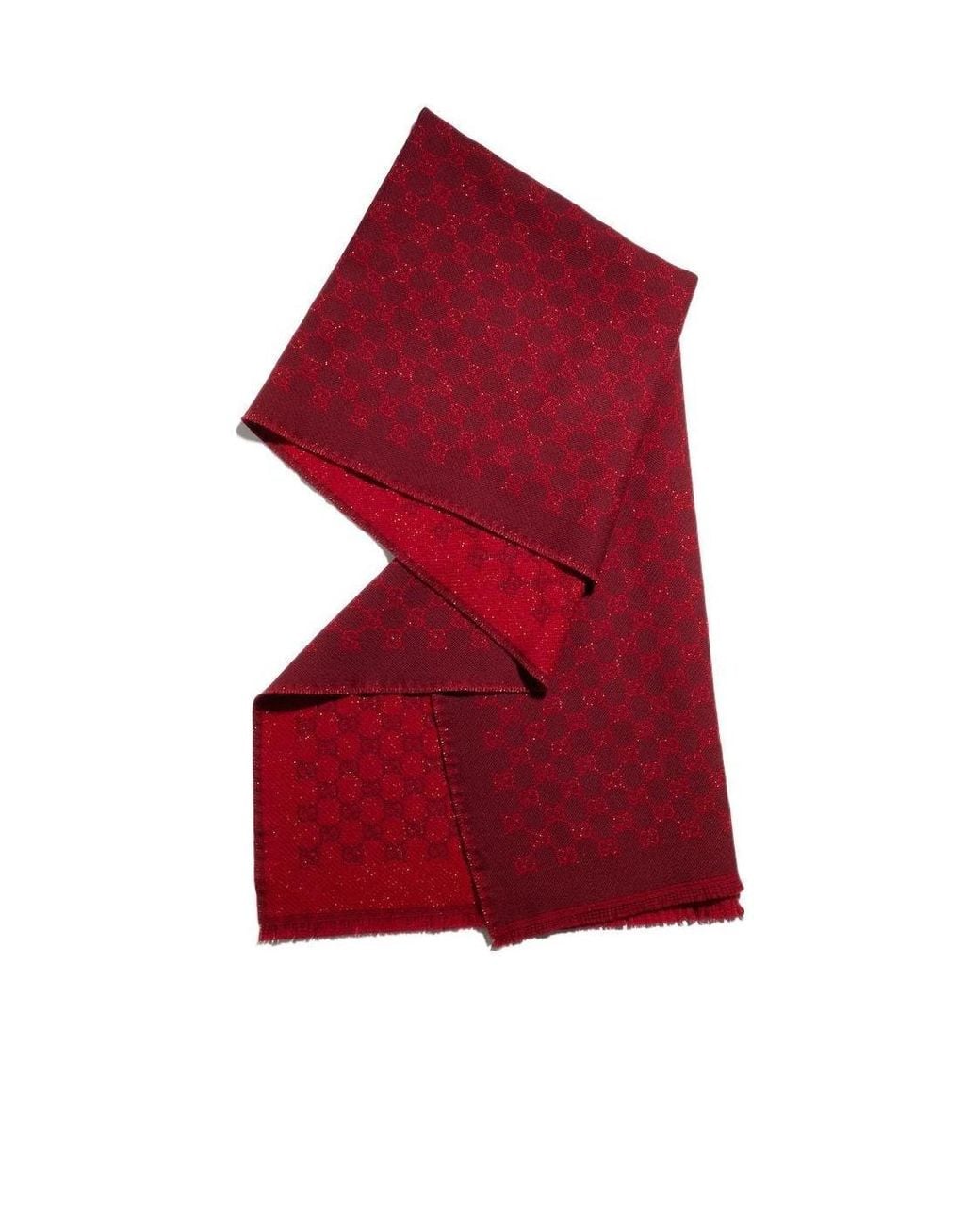 Gucci Red Gg Jacquard Scarf
