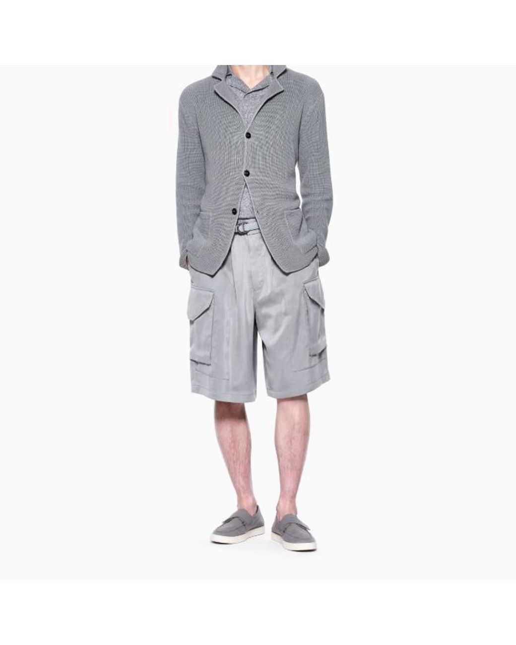 Giorgio Armani Gray Relaxed Cargo Shorts for men