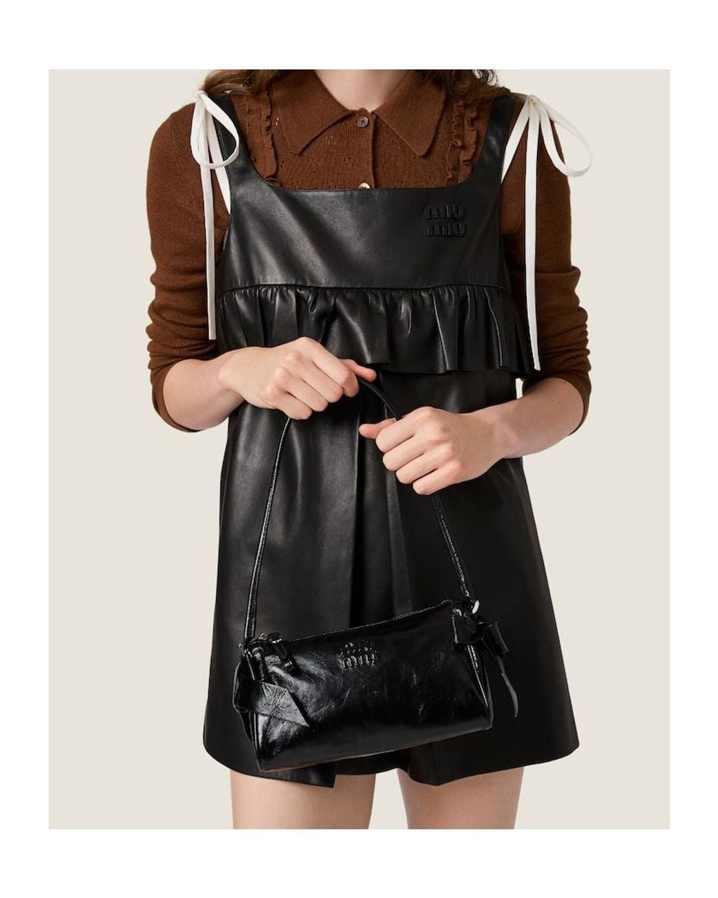 Miu Miu Black Shiny Leather Pouch