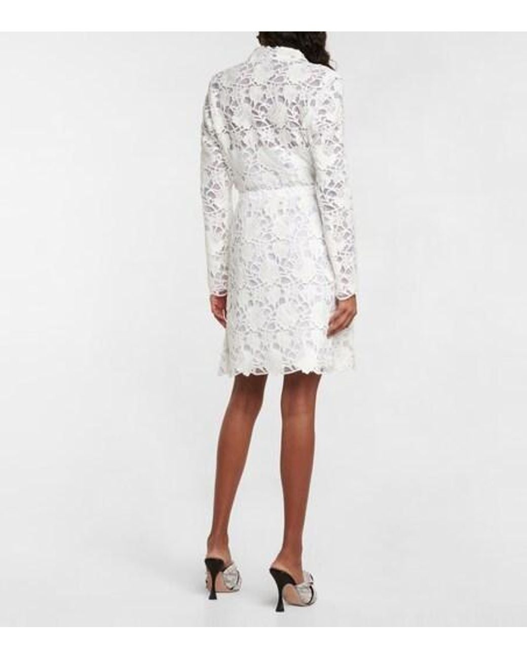 Giambattista Valli White Broderie Anglaise Cotton-Blend Miniskirt