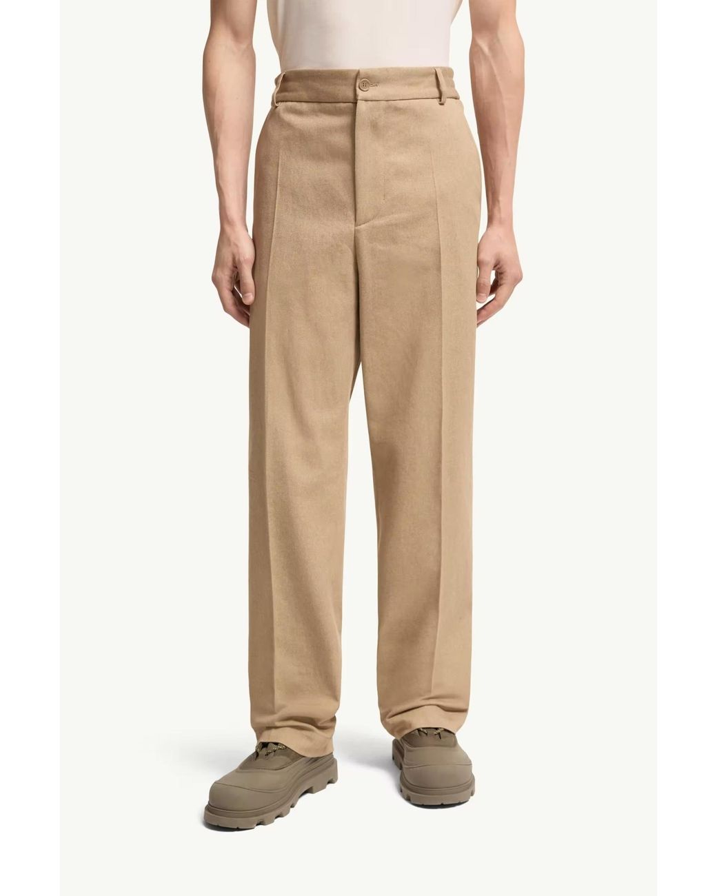 Moncler Natural Tailored Cotton Pants for men