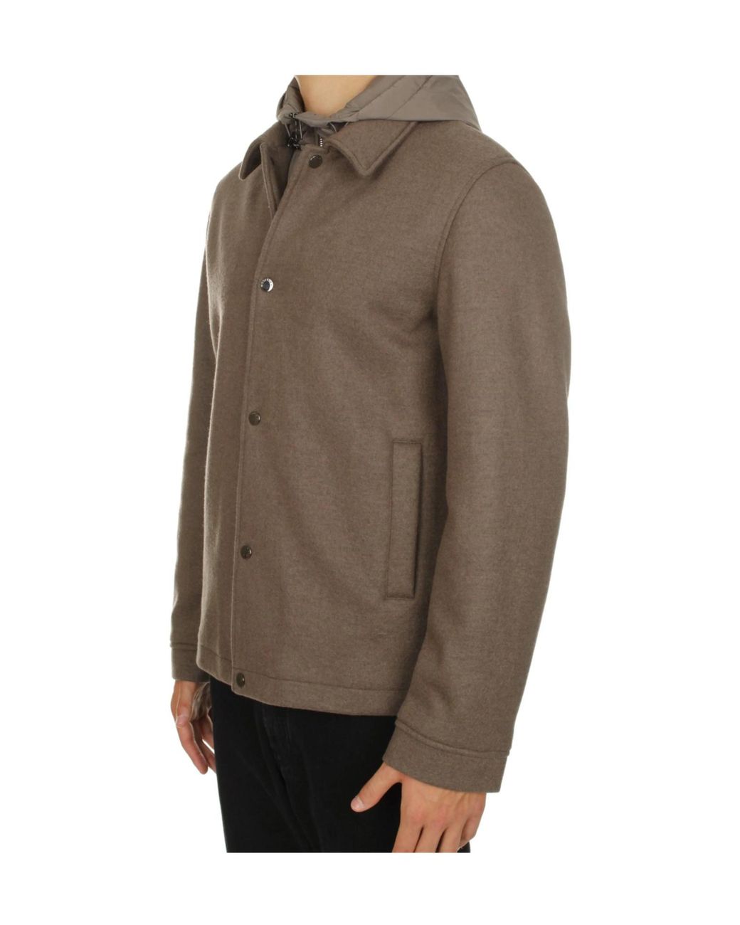 Woolrich Brown Long Sleeved Hooded Drawstring Jacket for men