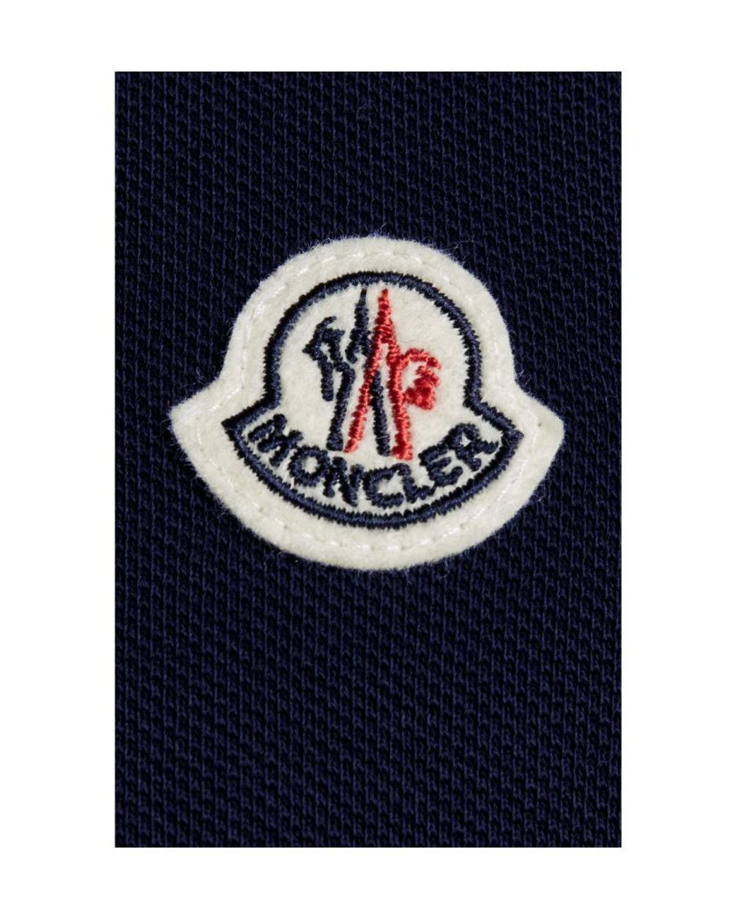 Moncler Blue Logo Patch Short-Sleeved Polo Shirt for men