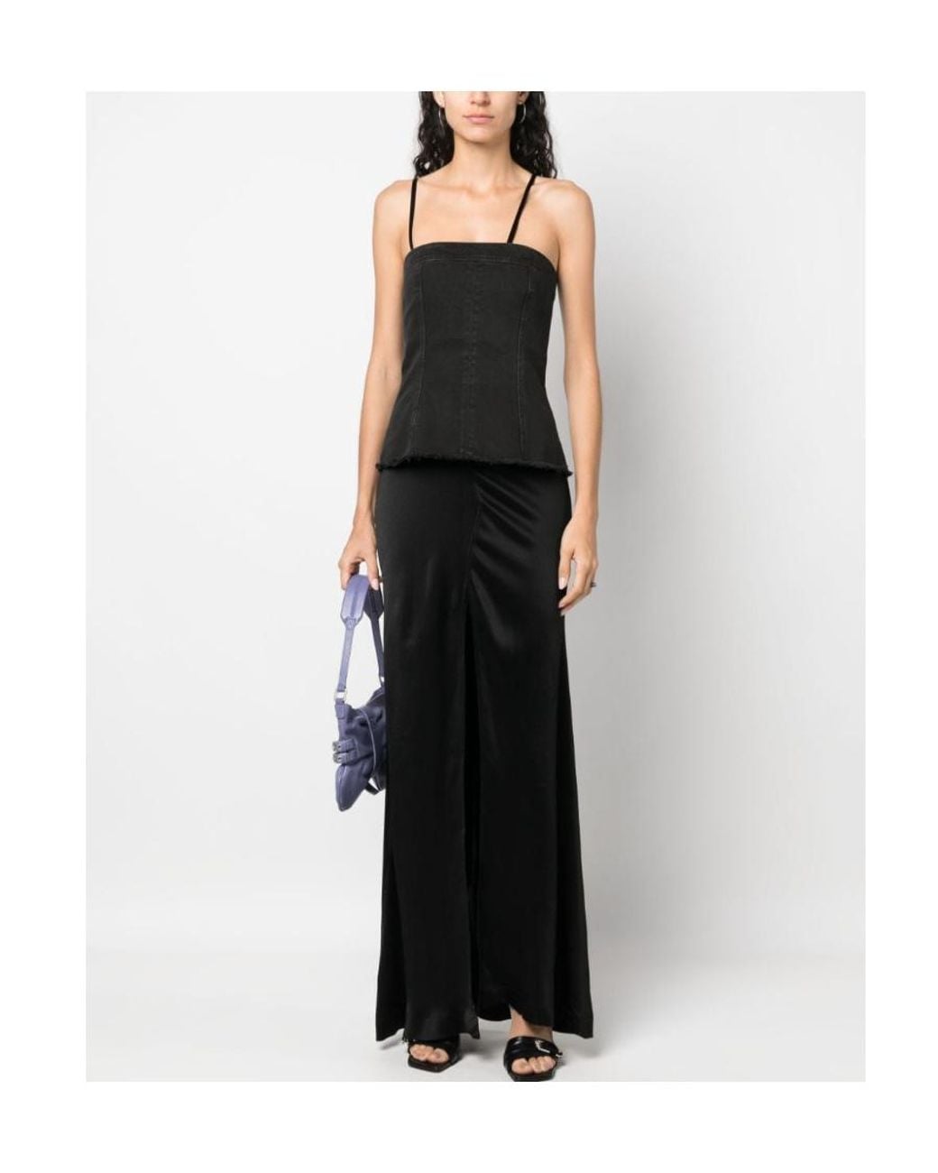 Blumarine Black Layered Sleeveless Maxi Dress
