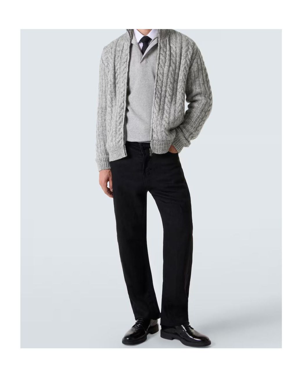 Herno Gray Cable-Knit Casual Jacket for men