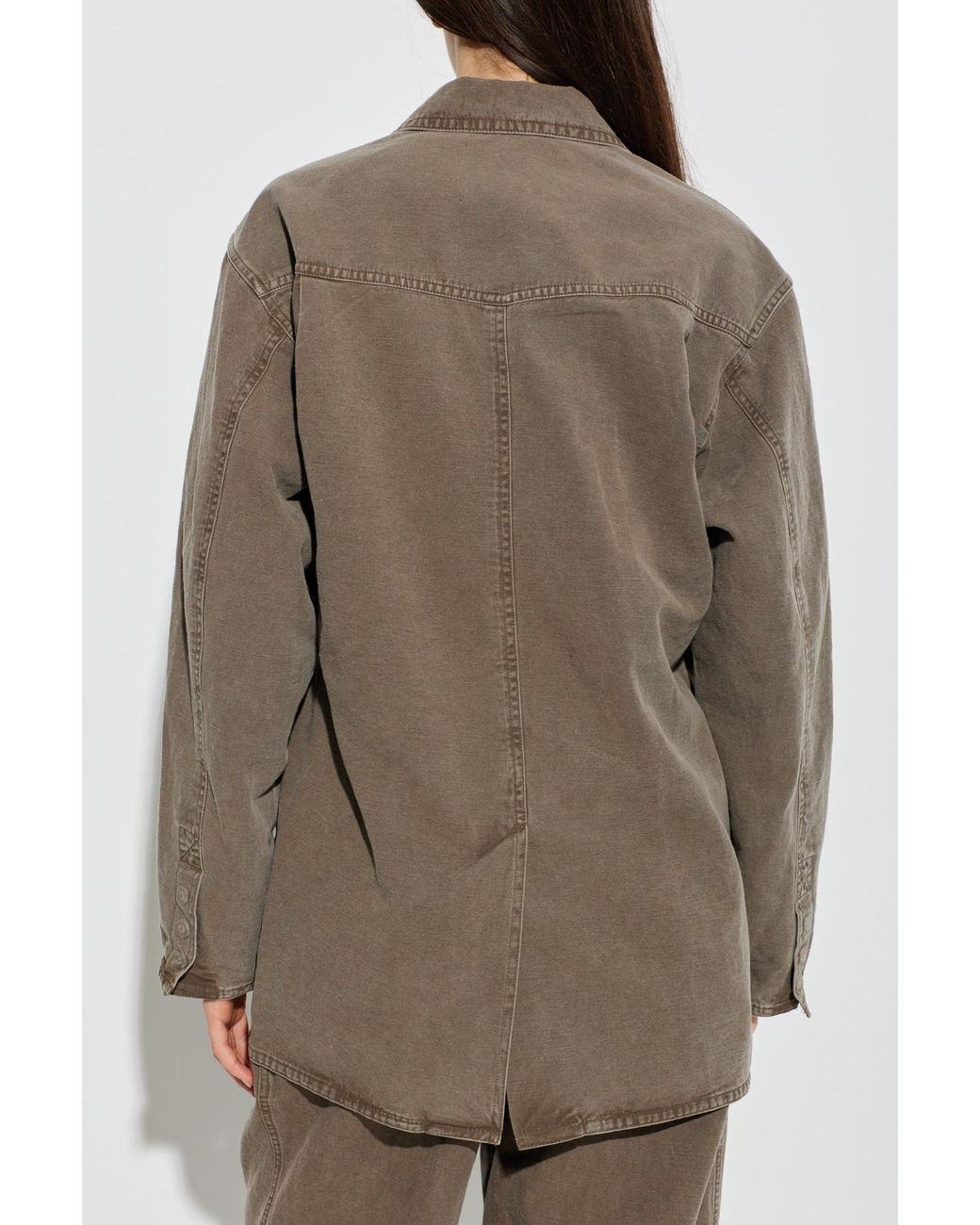 Isabel Marant Brown Double-Breasted Long-Sleeved Denim Jacket