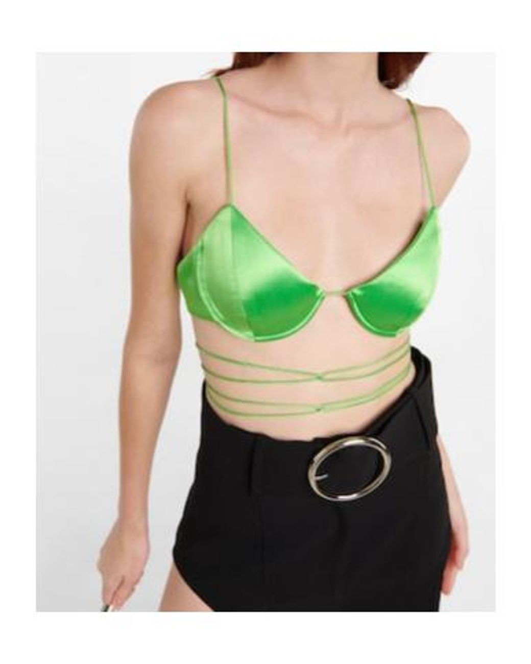 Alex Perry Green Comer Satin Wire-Free Bra