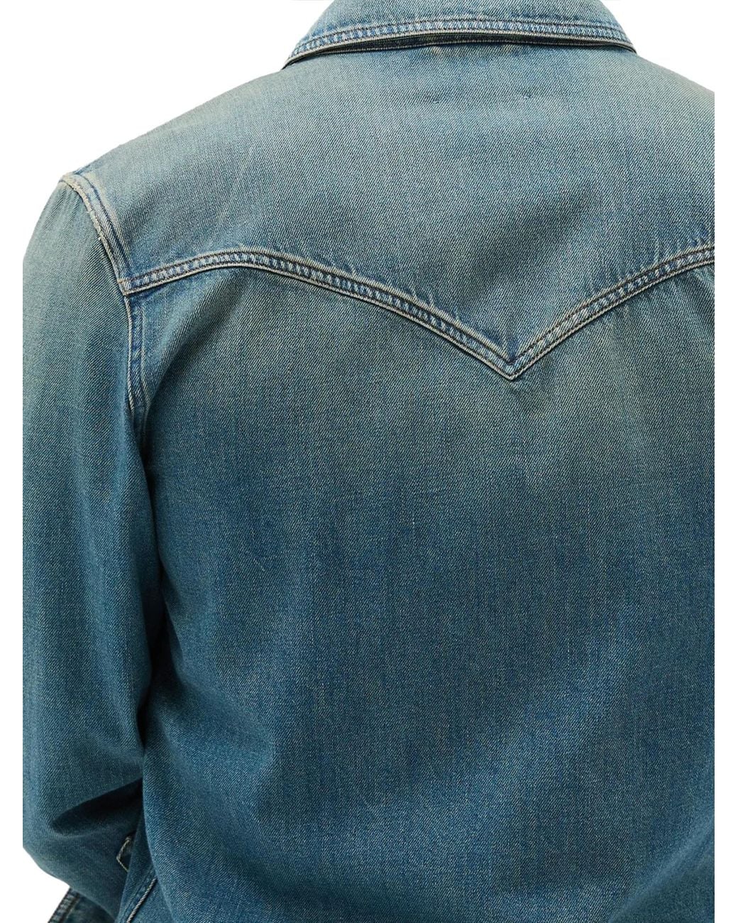 Versace Blue Button-Up Denim Shirt for men