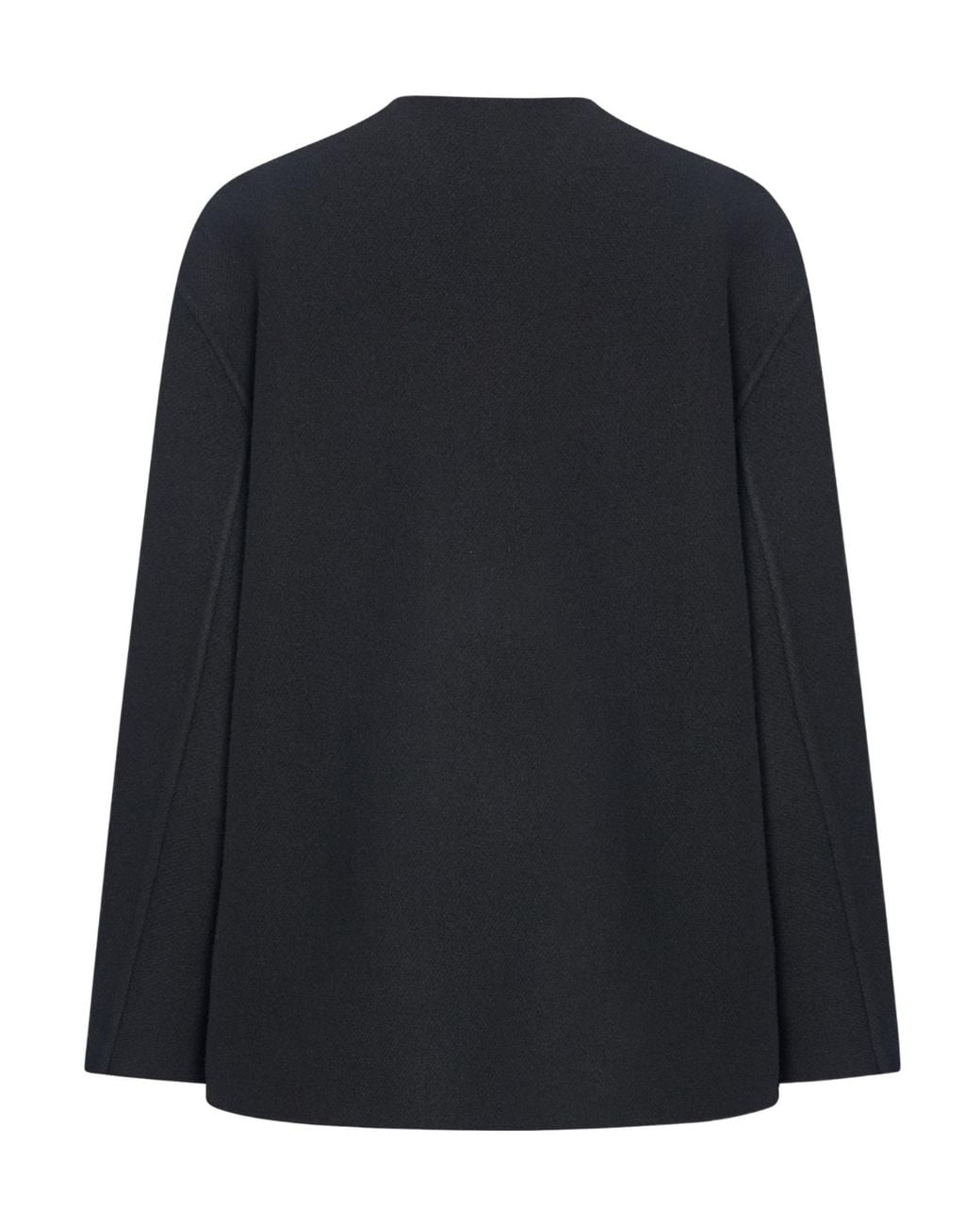 The Row Black Collarless Button-Up Coat