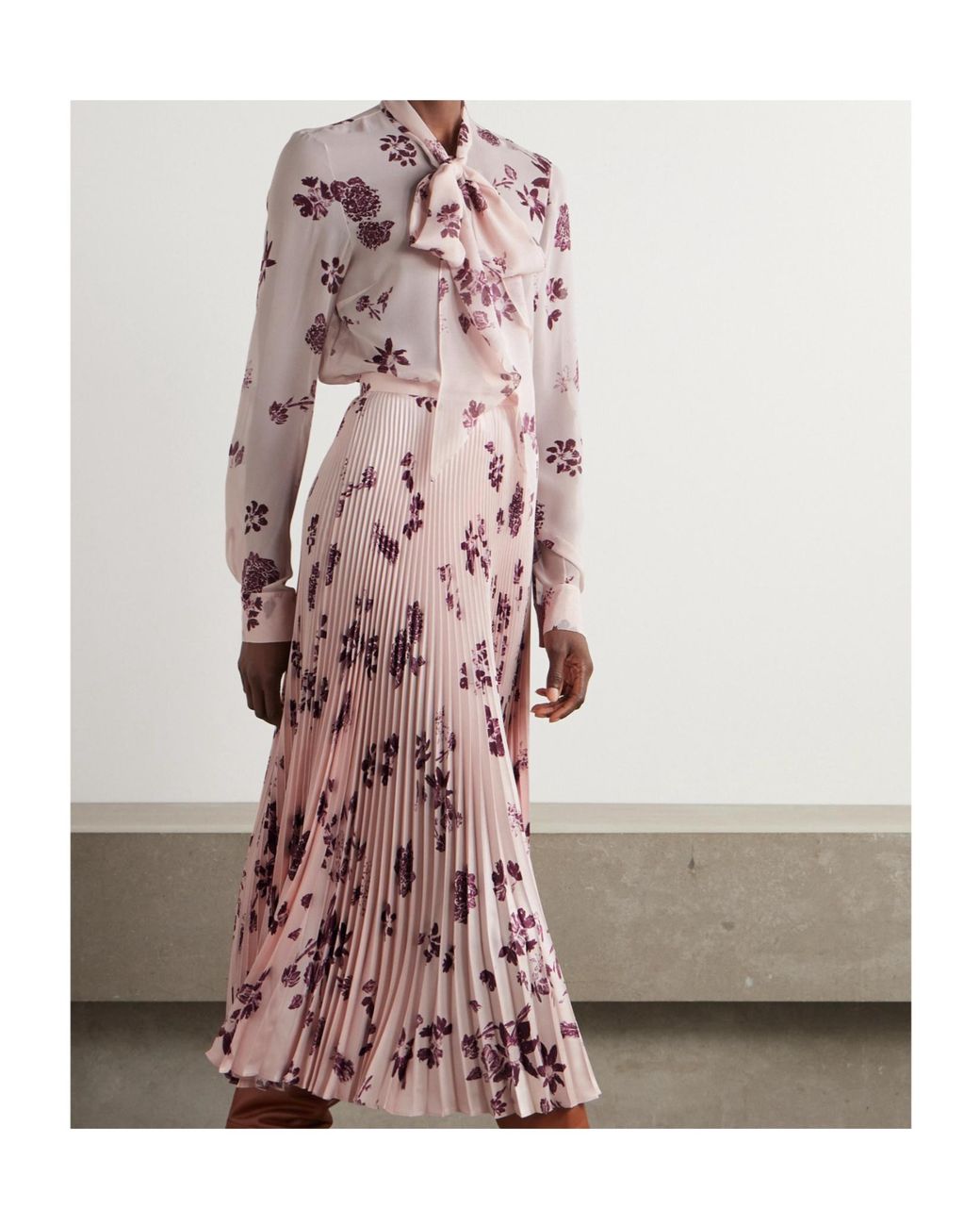 Gabriela Hearst Pink Bow Tie Printed Top