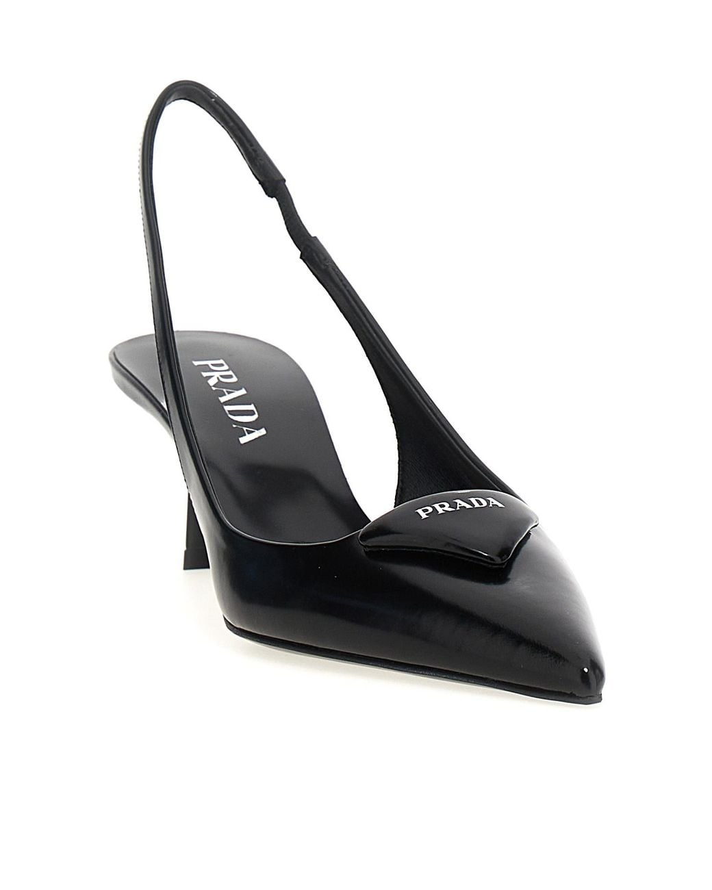 Prada Black Triangle Logo Slingback