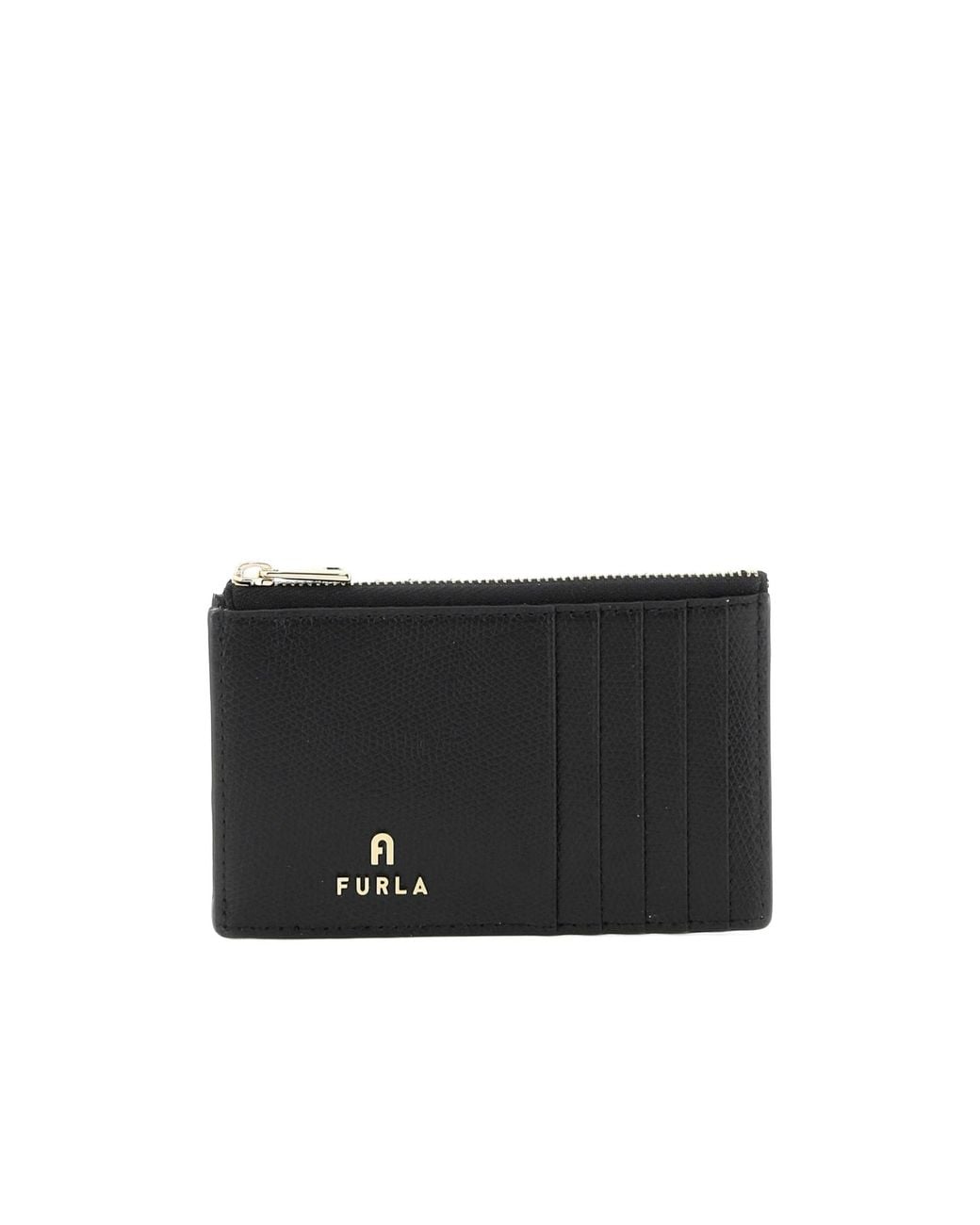 Furla Black Logo Plaque Zipped Cardholder