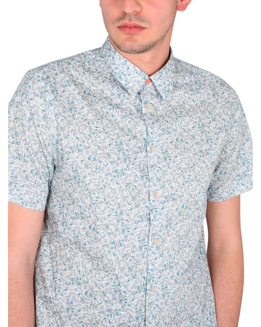 Paul Smith Gray Ps Paul Smith Graphic Printed Curved Hem Shirt for men