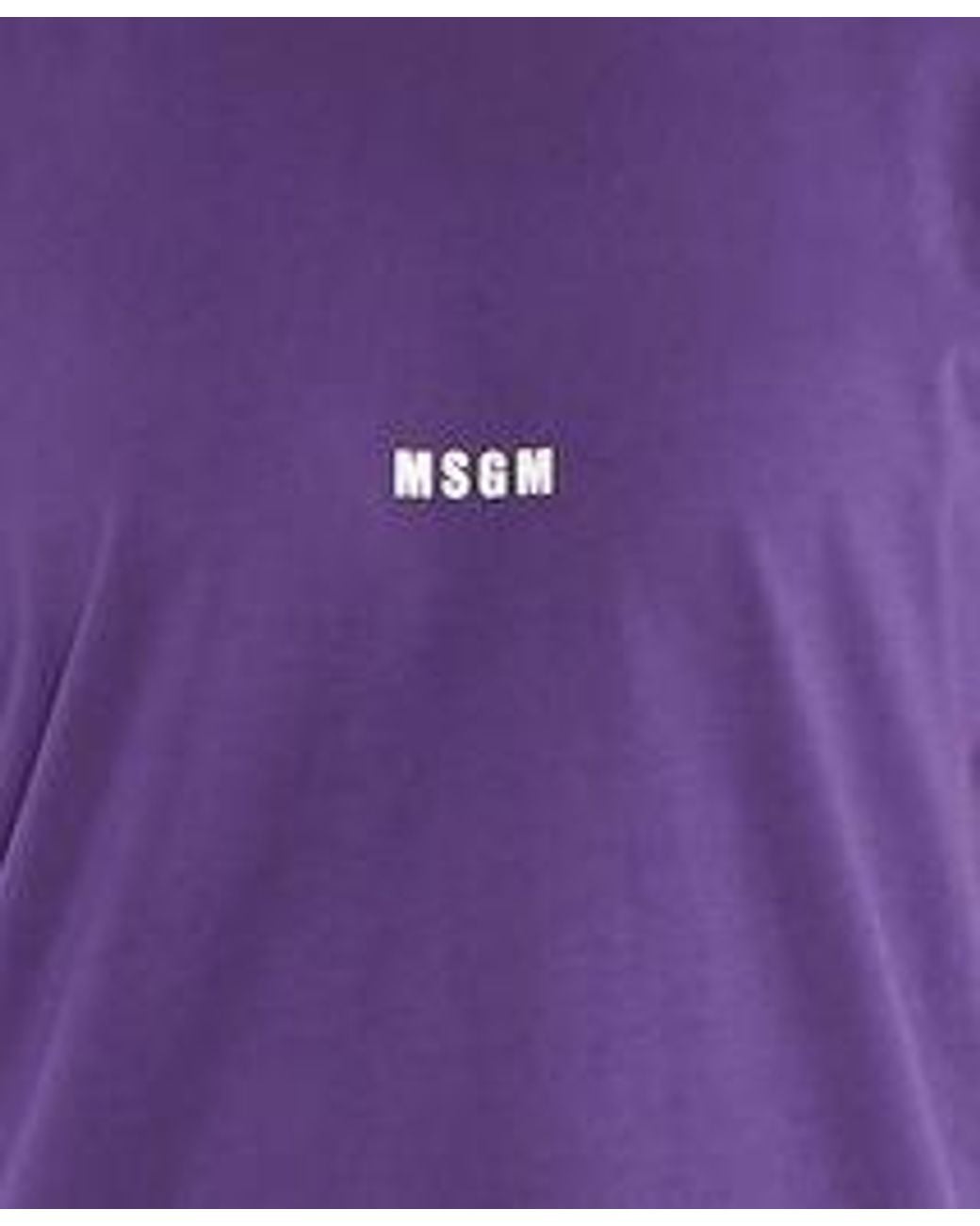 MSGM Purple Logo Details T-Shirt