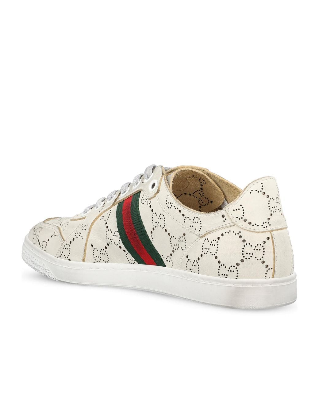 Gucci White Gg Web Sneakers