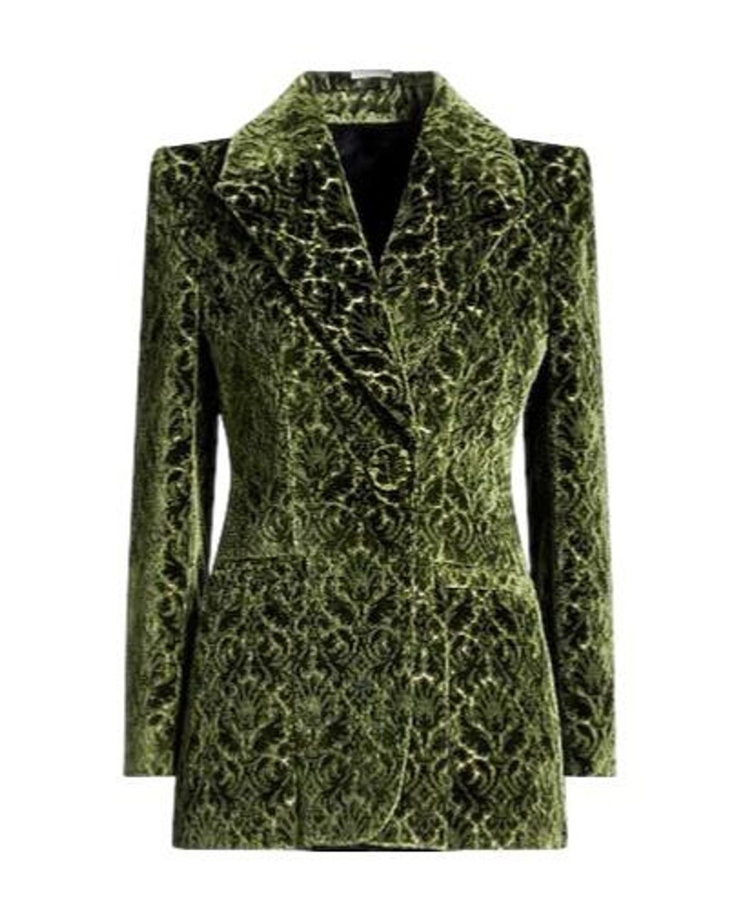 Burberry Green Velvet Singlebreasted Blazer
