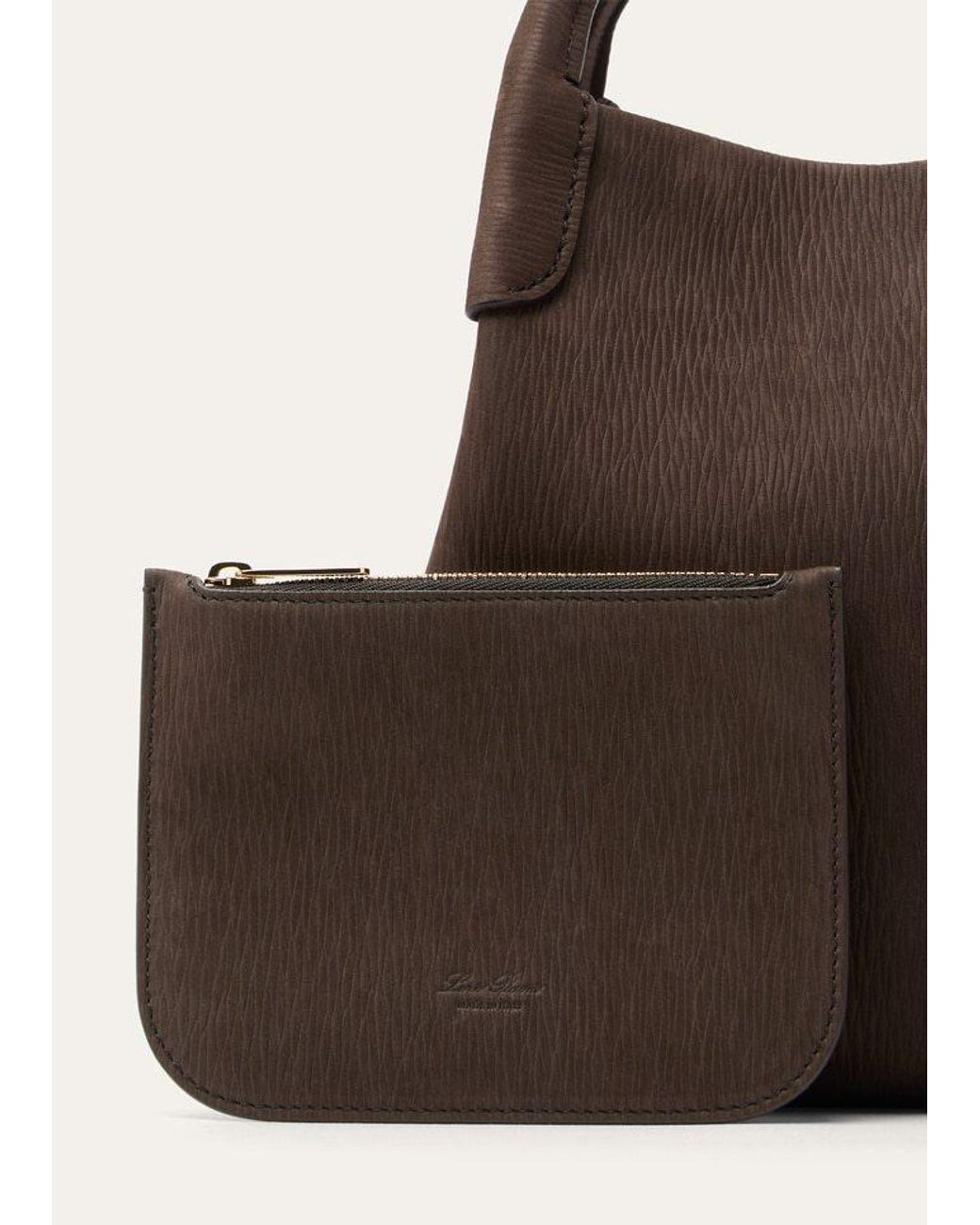 Loro Piana Brown Small Bale Leather Tote Bag
