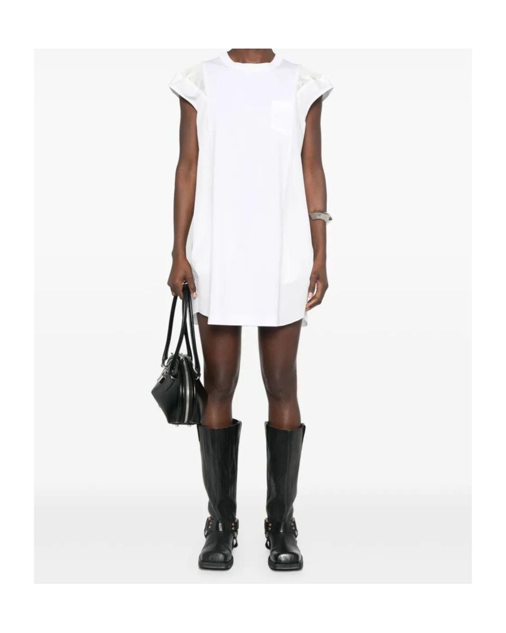 Sacai White Layer-Detail Mini Dress