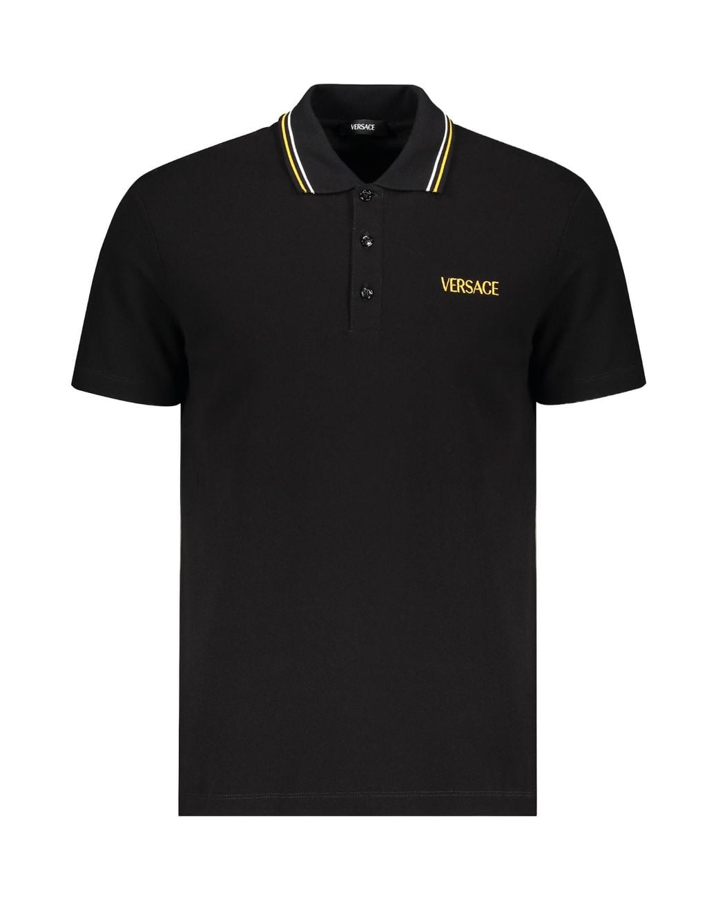 Versace Black Logo Trim Polo Shirt for men