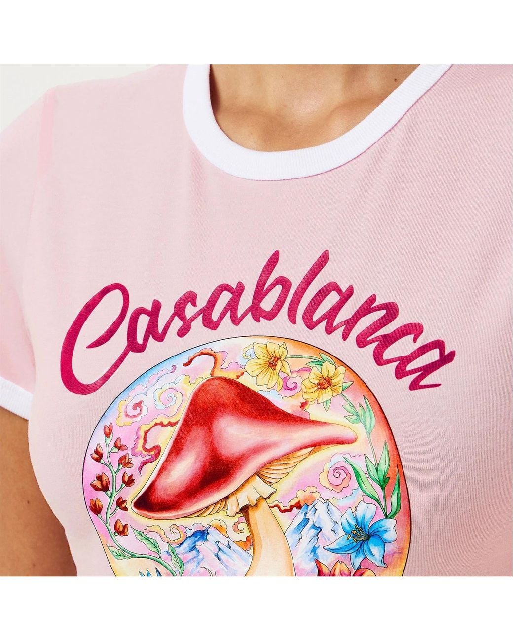 Casablanca Pink Logo Crew Neck T-Shirt