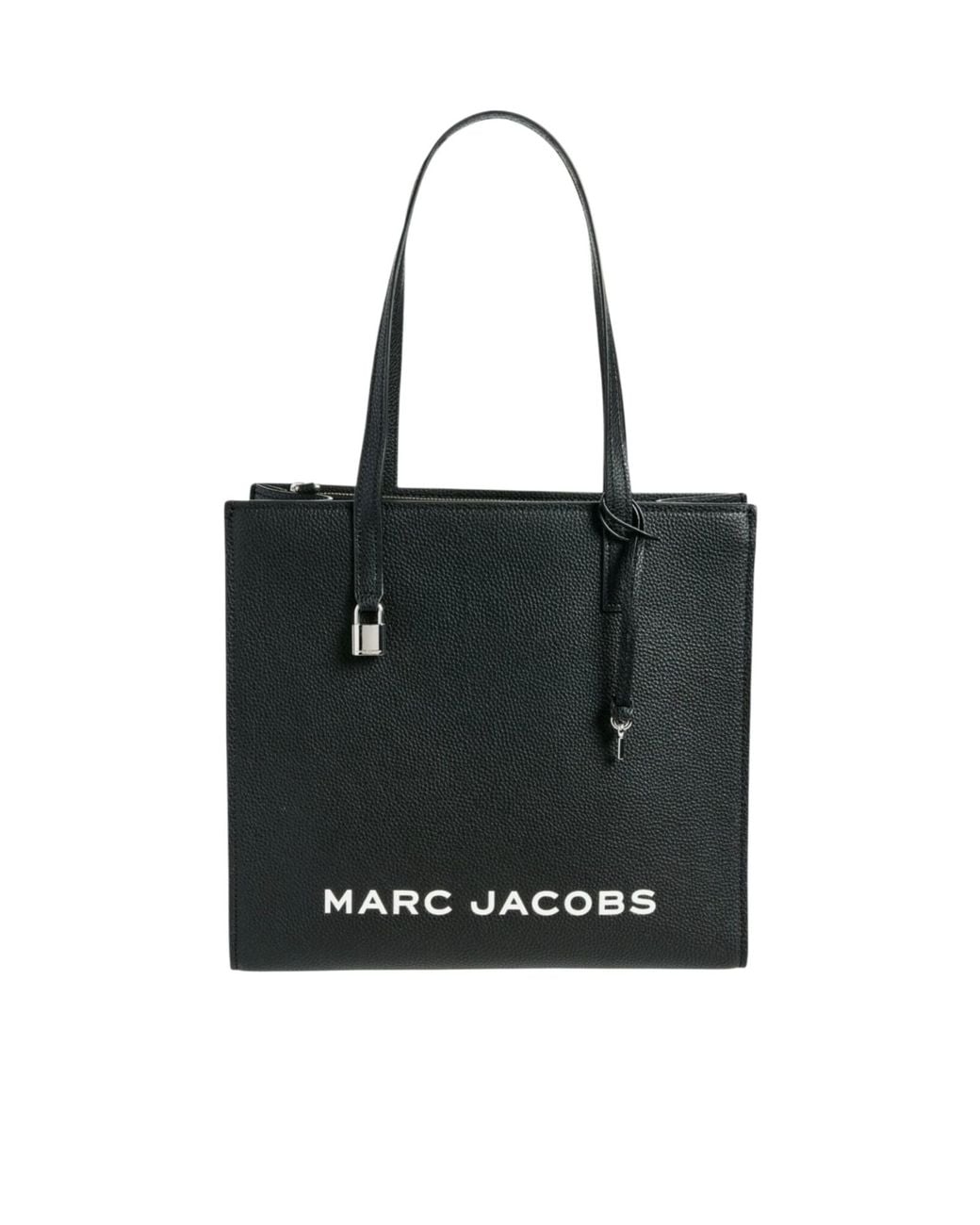 Marc Jacobs Black Logo-Print Leather Tote Bag