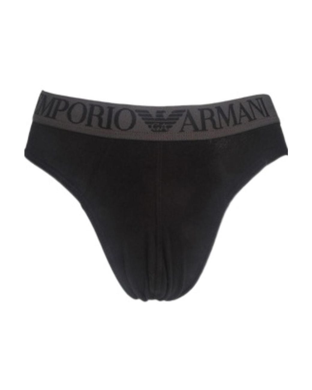 Emporio Armani Black Logo Waist-Edge Briefs Pants for men