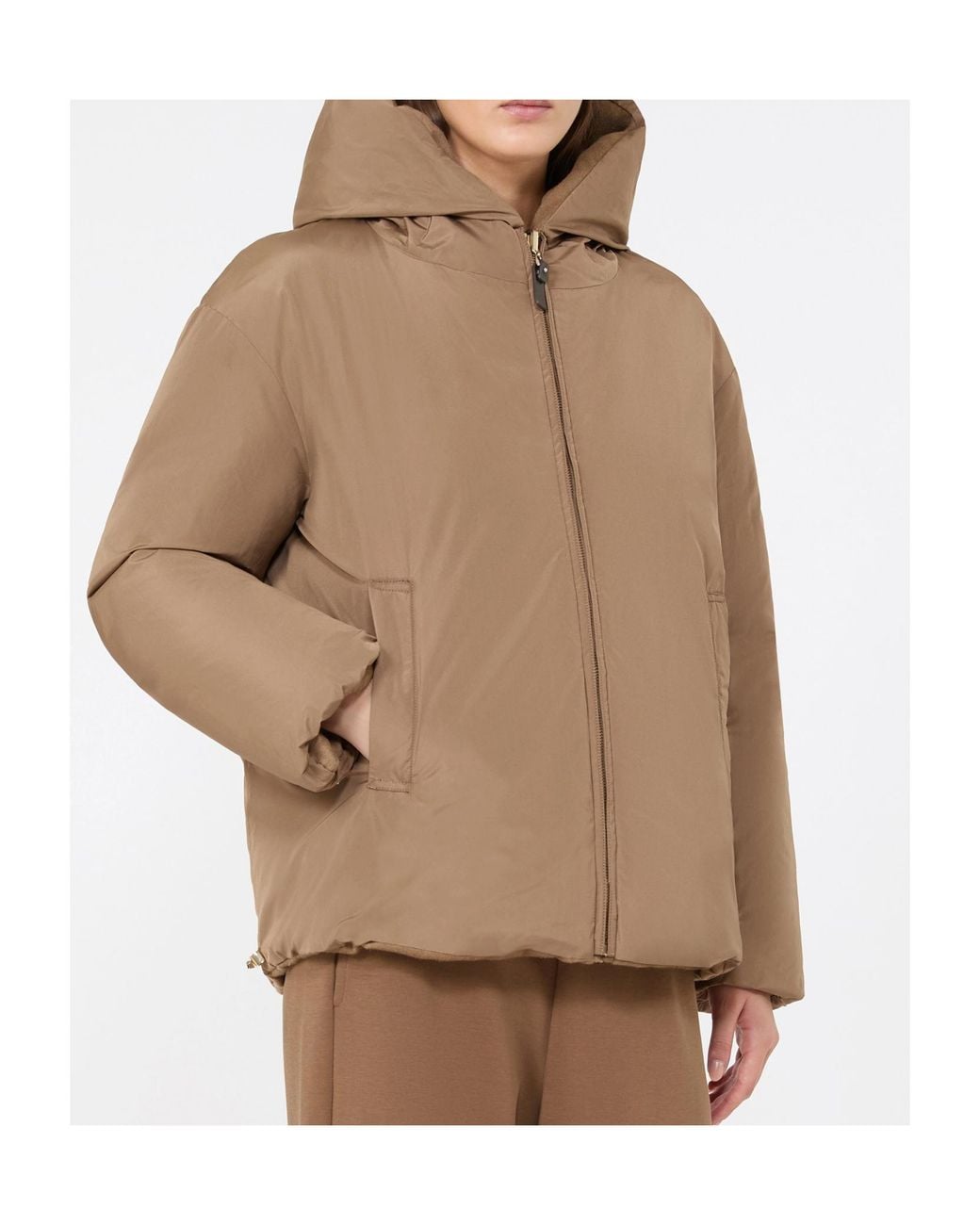 Max Mara Brown Reversible Camel Puffer Jacket