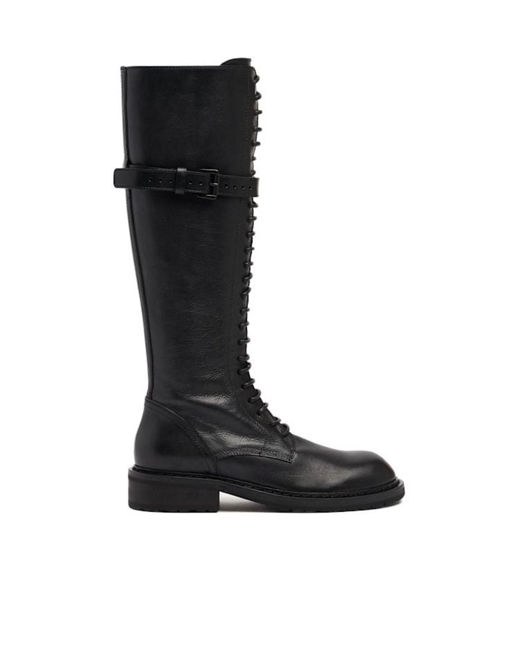 Ann Demeulemeester Black Knee-High Boots With Buckle
