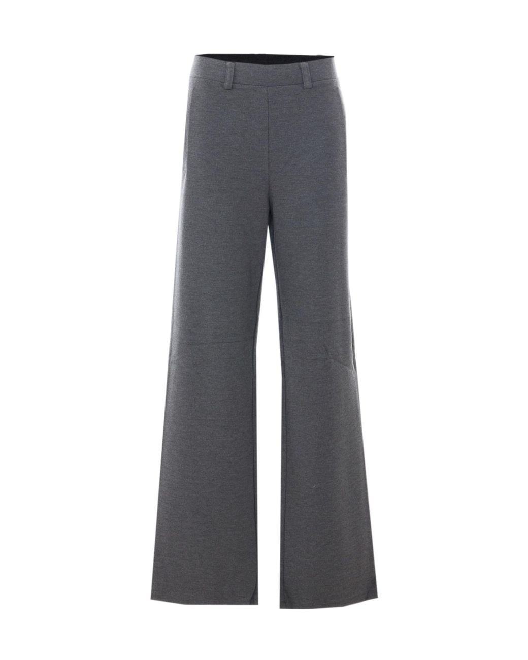 Liu Jo Gray Logo Detail Wide-Leg Pants