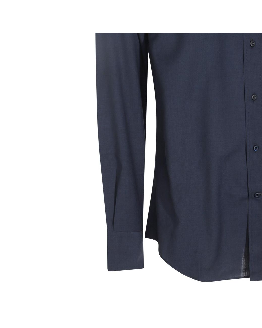 Brunello Cucinelli Blue Curved Hem Shirt for men