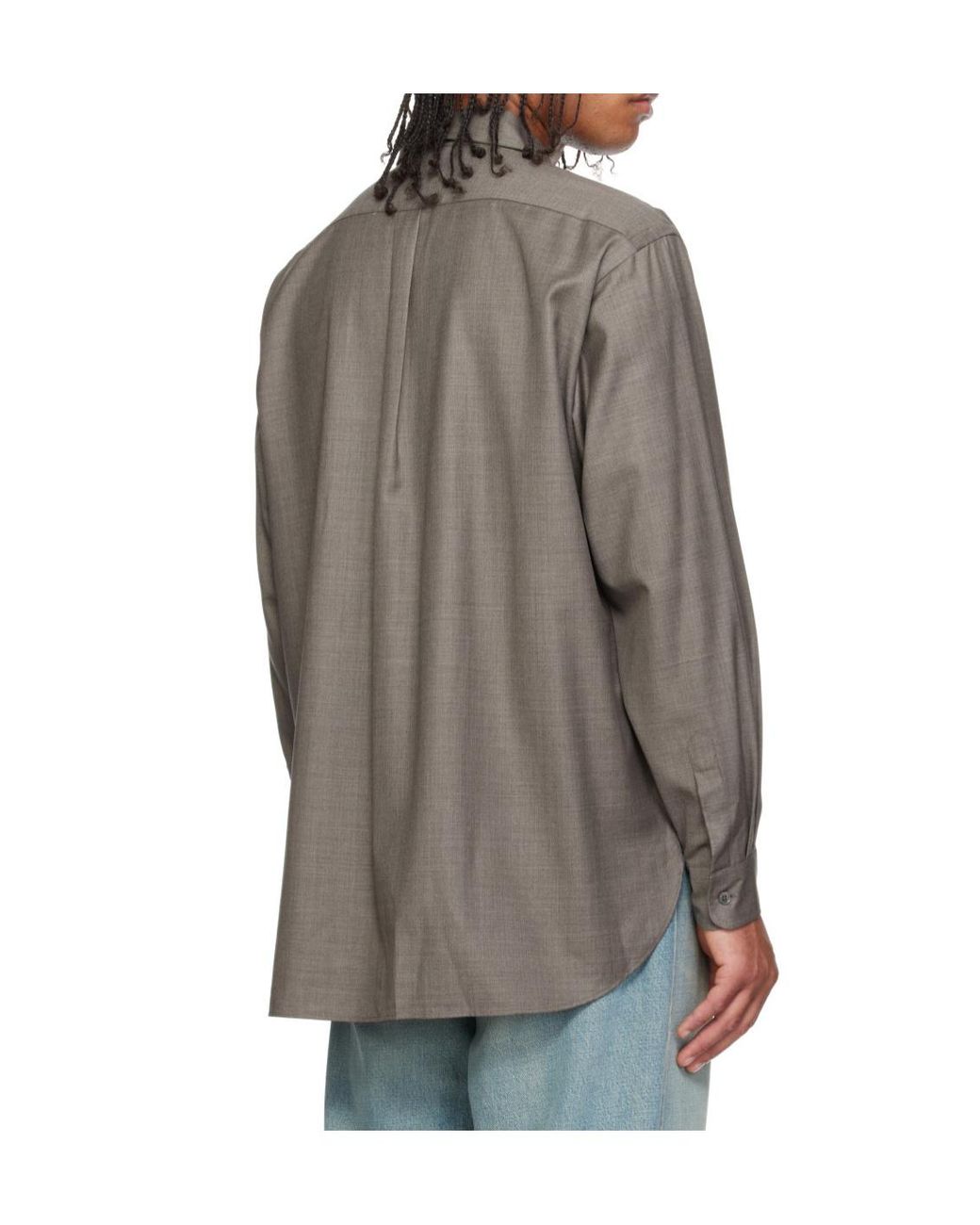Ssstein Gray Oversized Wool Shirt With A Standard Collar for men