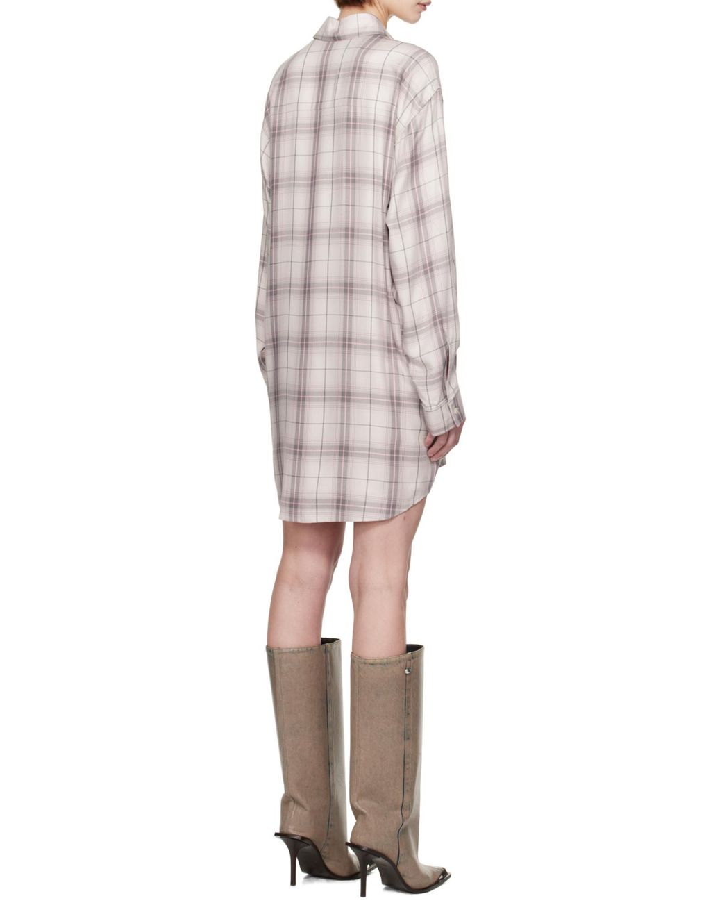 DIESEL White D-Dalis-Q1 Checked Shirt Dress