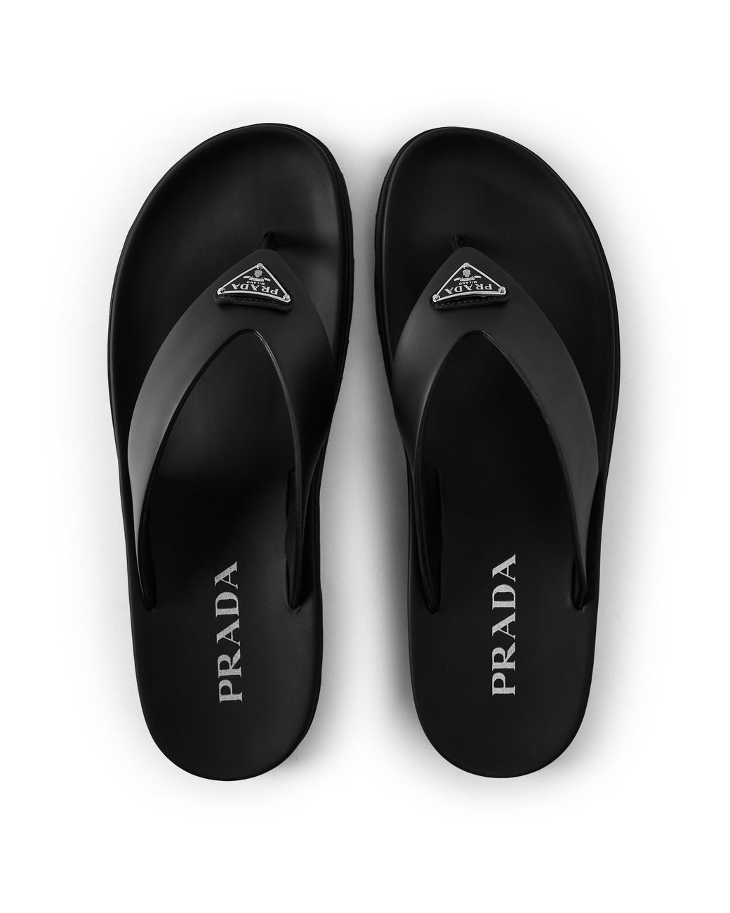 Prada Black Rubber Thong Sandals for men