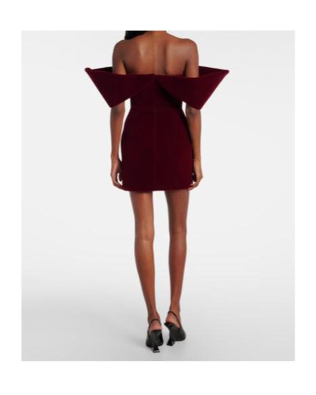 David Koma Red Off-Shoulder Velvet Minidress