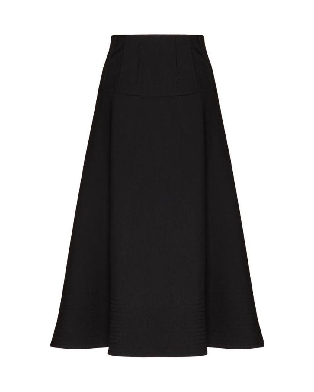 Valentino Black High-Waisted A-Line Skirt