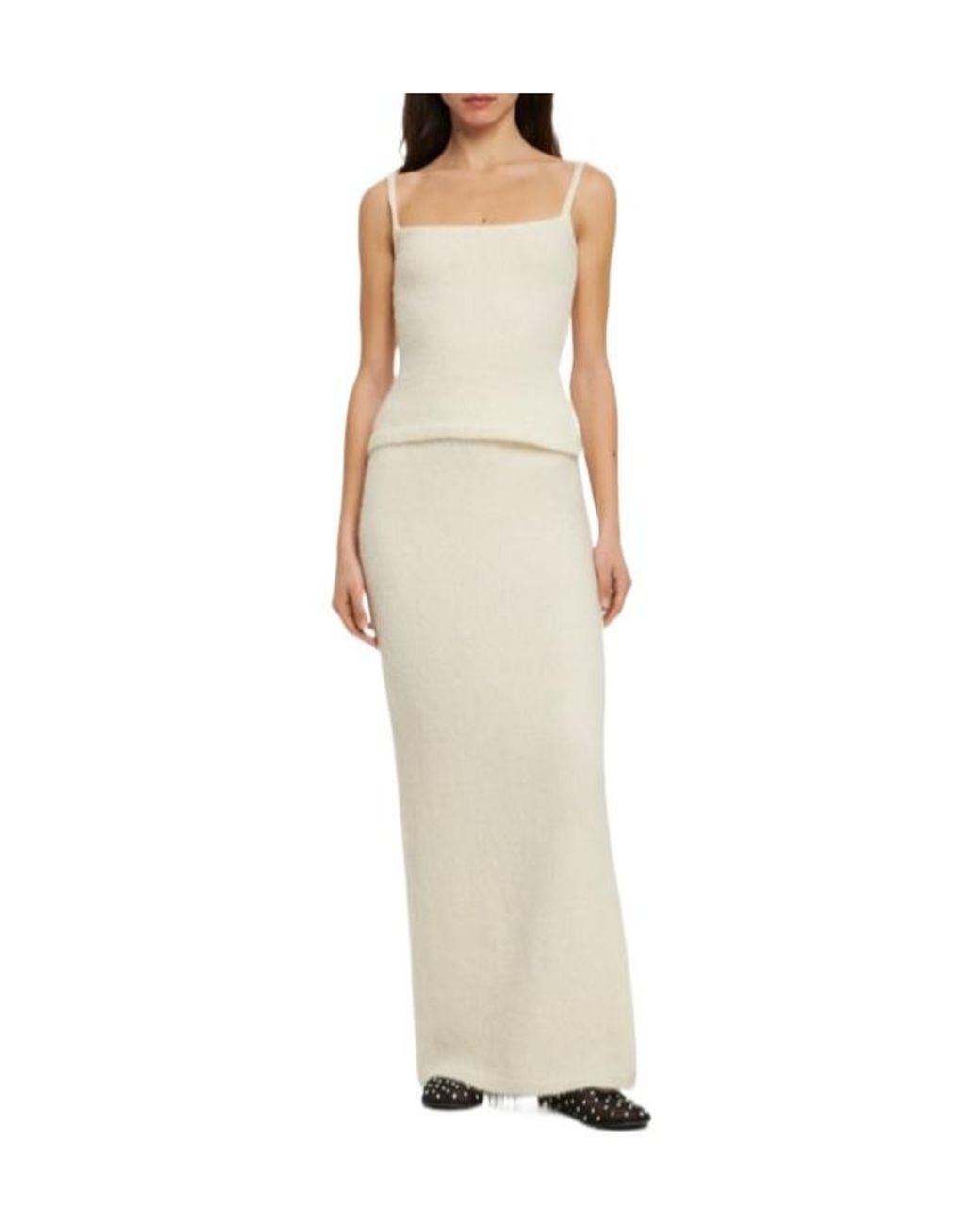 Magda Butrym White Elasticwaist Midi Skirt