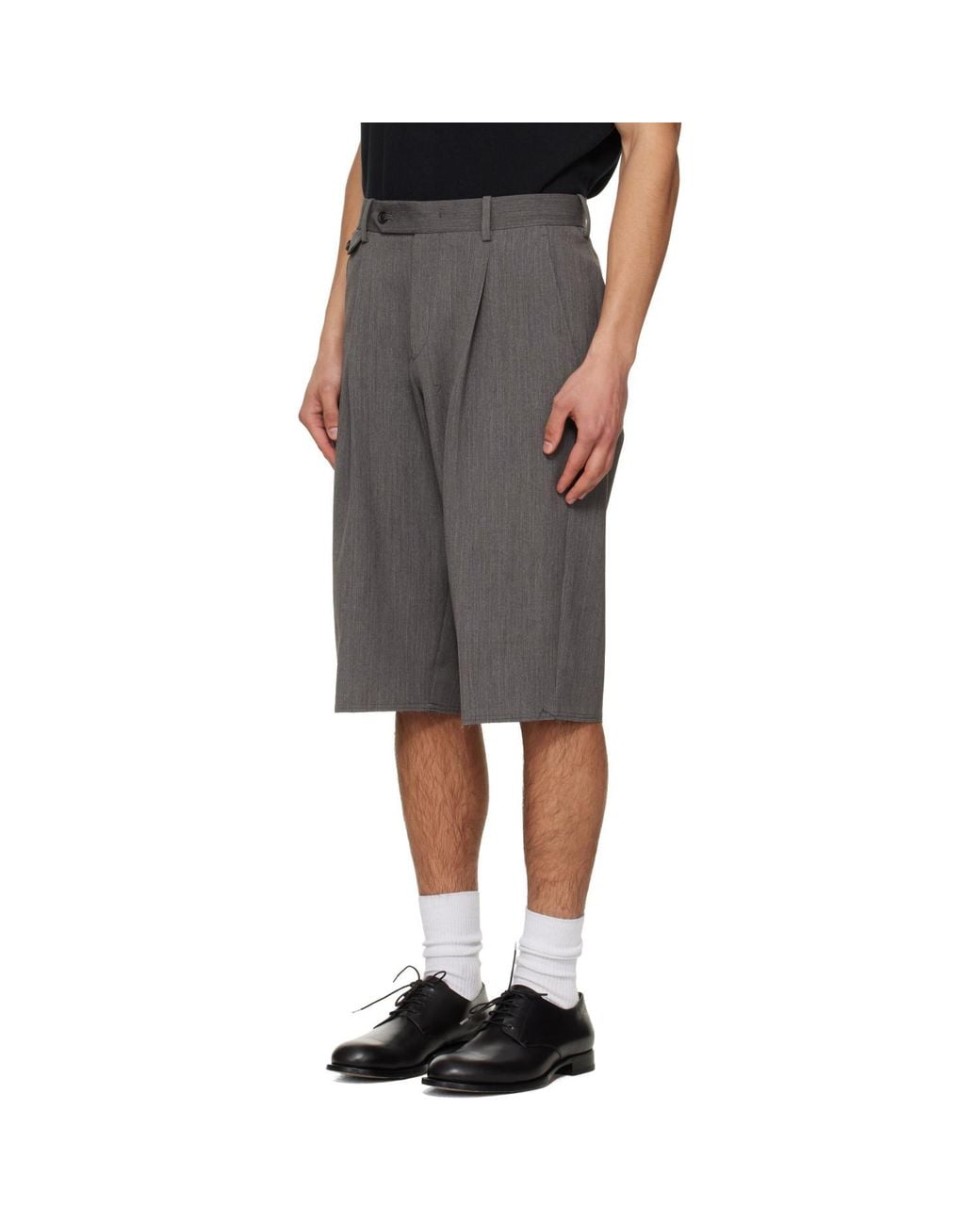 TONYWACK Gray Pleated Tailored Shorts for men