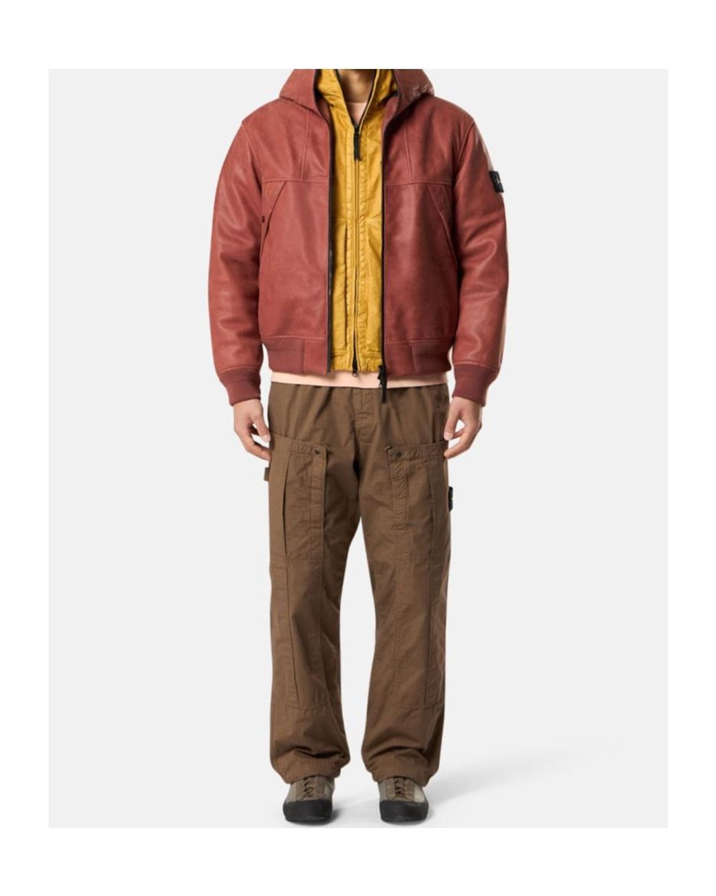 Stone Island Brown Compass-Badge Elasticated Waistband Trousers for men