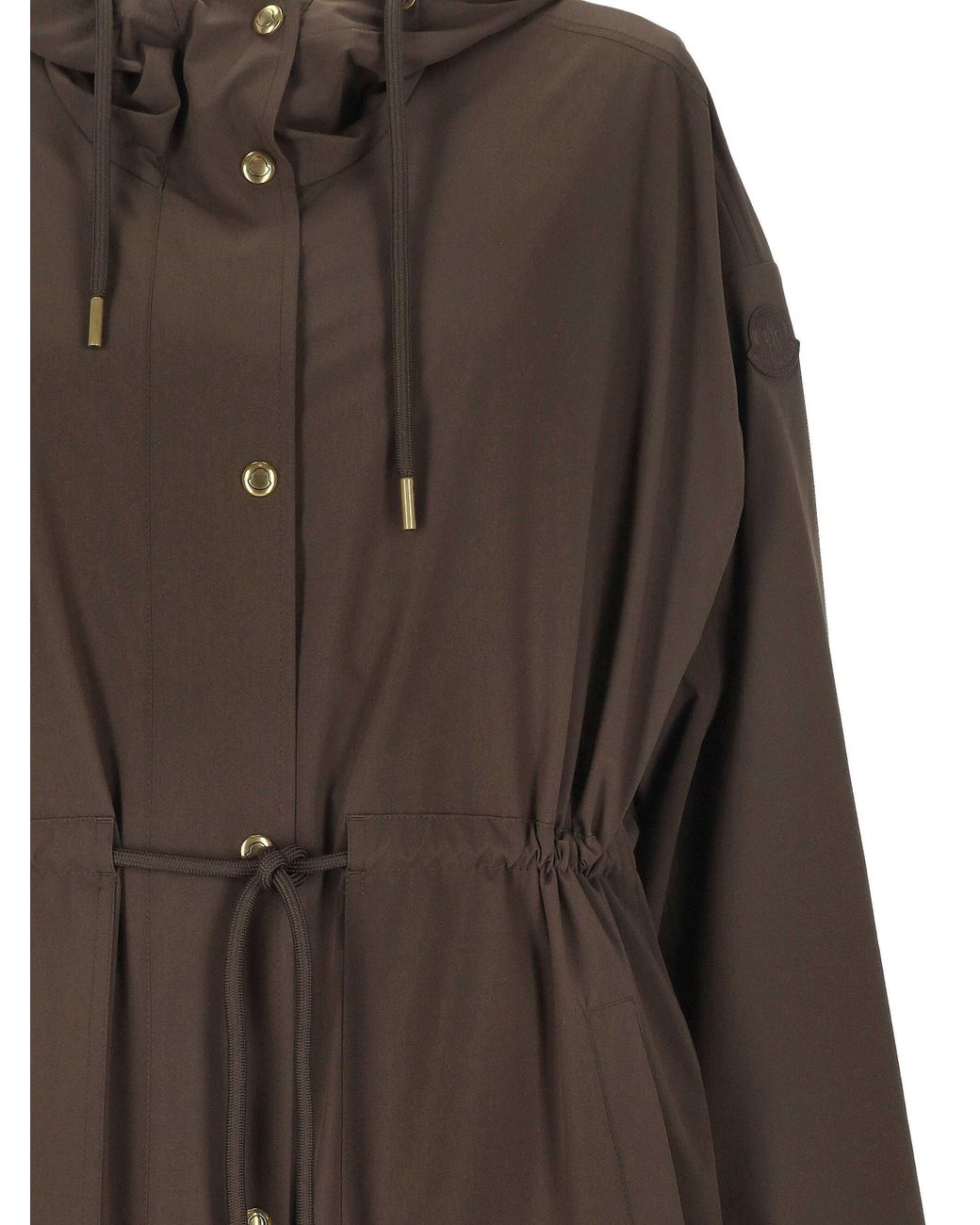 Moncler Gray Zip-Up Drawstring Hooded Coat
