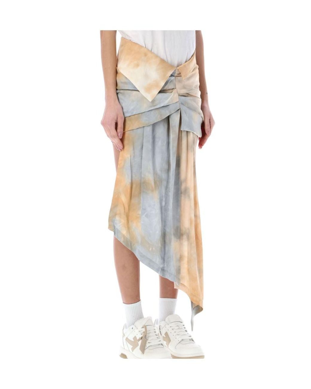 Off-White c/o Virgil Abloh Multicolor Tie-Dye Asymmetric Draped Skirt